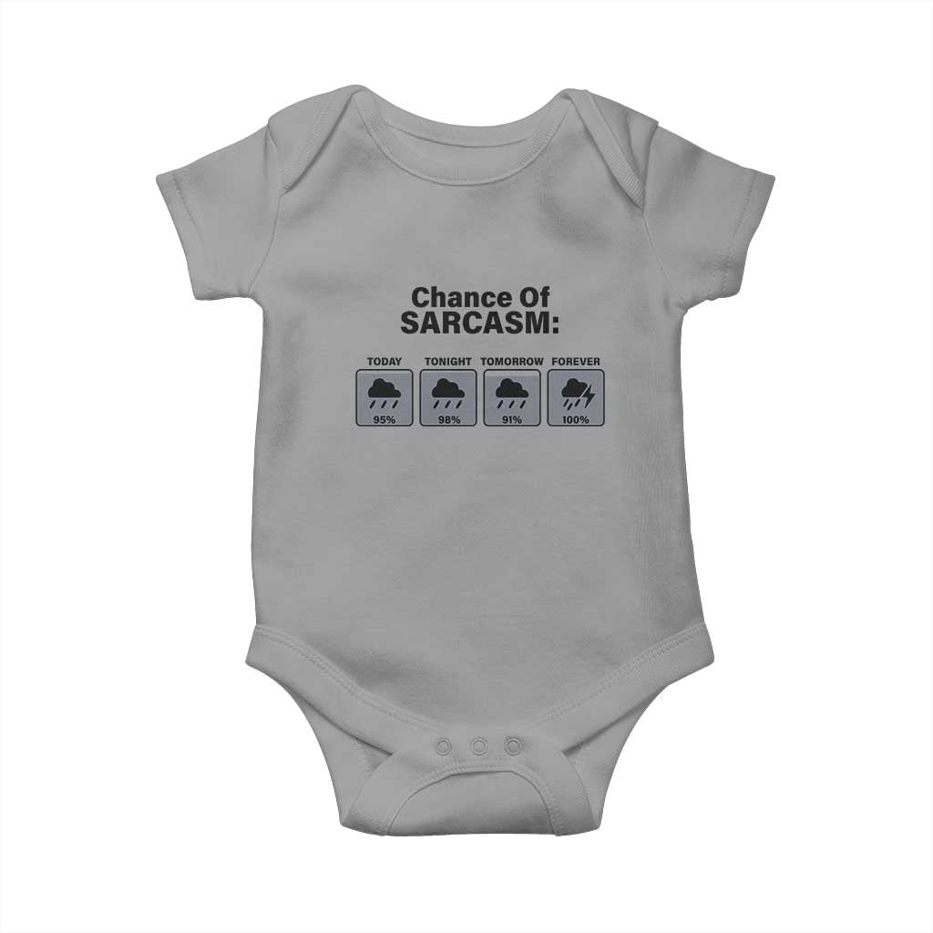 Funny Sarcastic Baby Onesie Chance Of Sarcasm Forecast Weather TS10 Sport Gray Print Your Wear