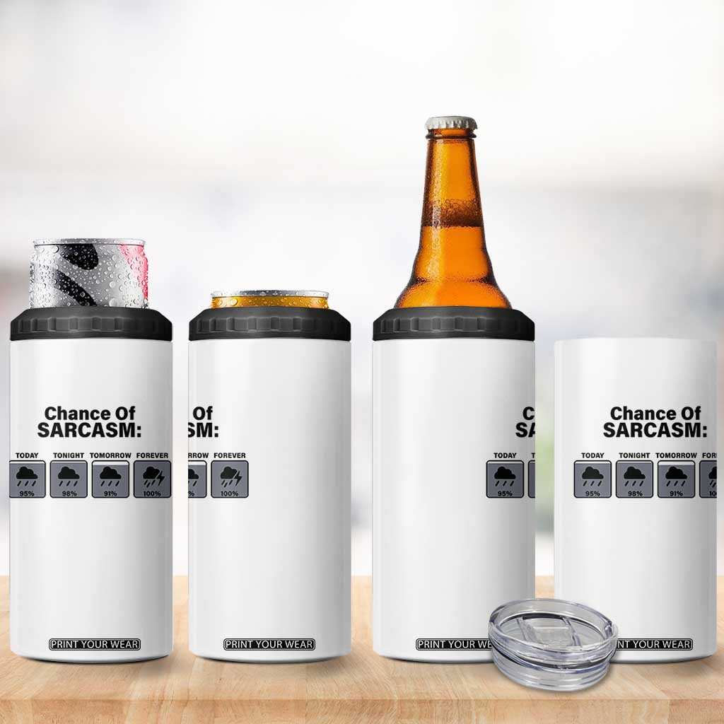Funny Sarcastic 4 in 1 Can Cooler Tumbler Chance Of Sarcasm Forecast Weather TS10 Print Your Wear