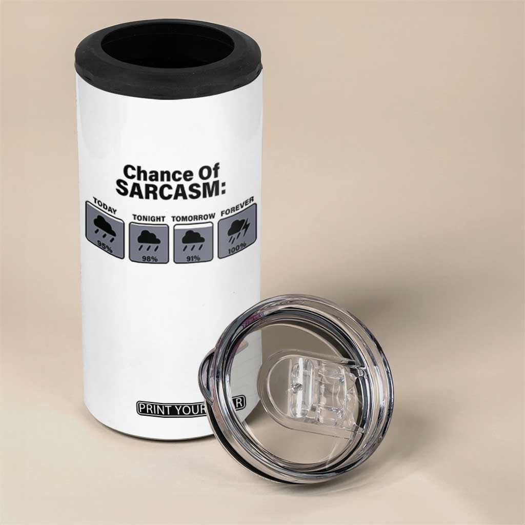 Funny Sarcastic 4 in 1 Can Cooler Tumbler Chance Of Sarcasm Forecast Weather TS10 Print Your Wear