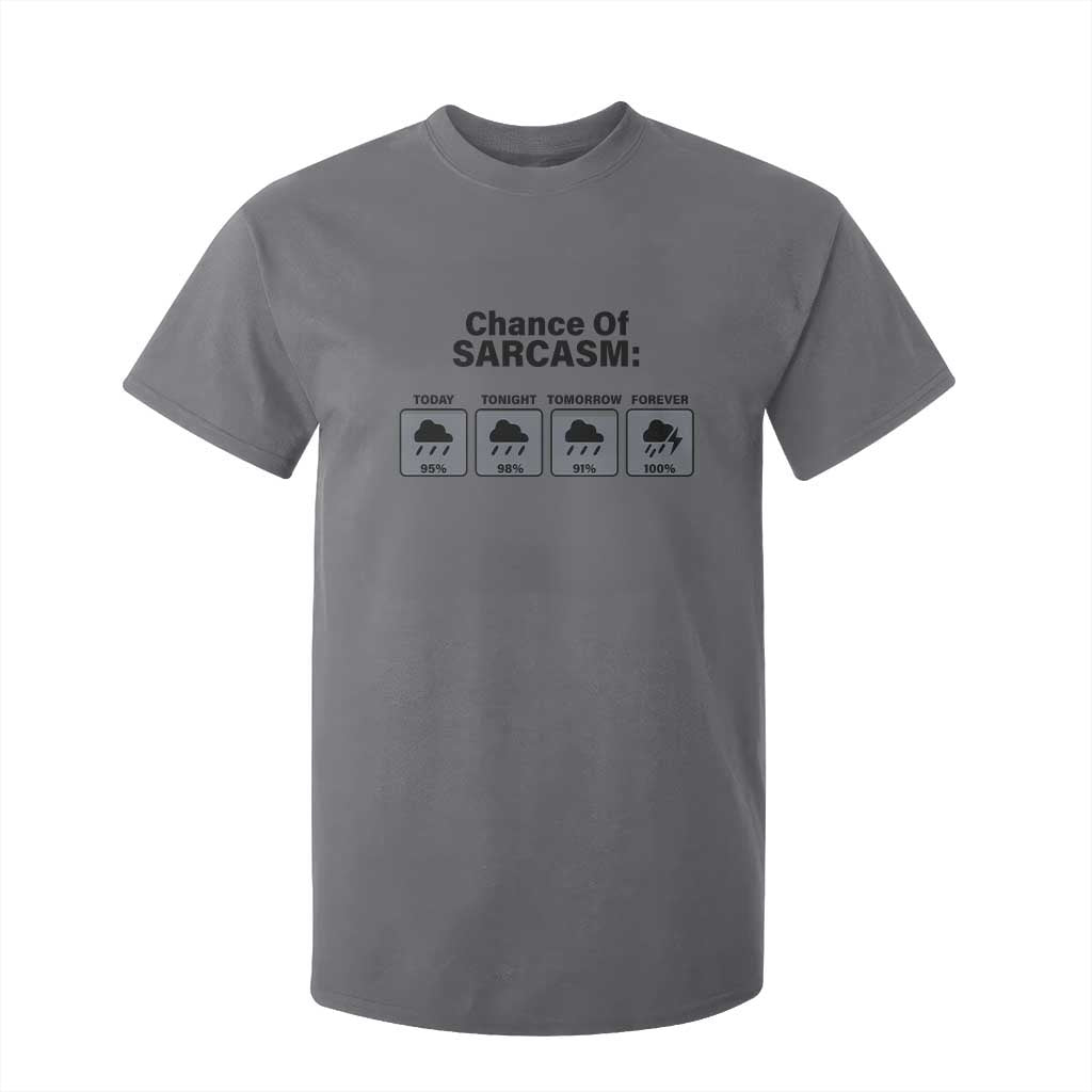 Funny Sarcastic T Shirt For Kid Chance Of Sarcasm Forecast Weather TS10 Charcoal Print Your Wear
