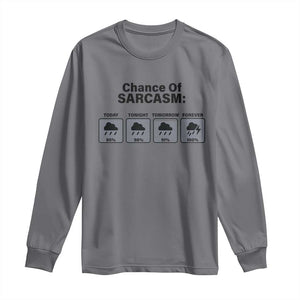 Funny Sarcastic Long Sleeve Shirt Chance Of Sarcasm Forecast Weather TS10 Charcoal Print Your Wear