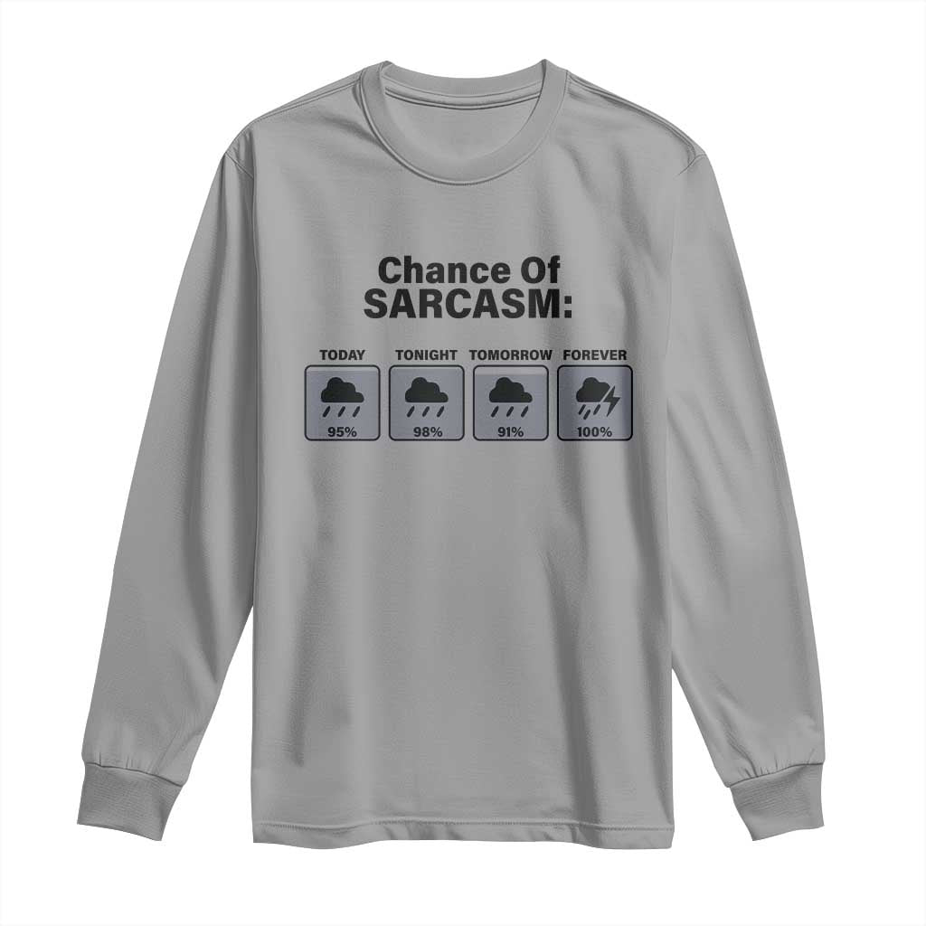 Funny Sarcastic Long Sleeve Shirt Chance Of Sarcasm Forecast Weather TS10 Sport Gray Print Your Wear