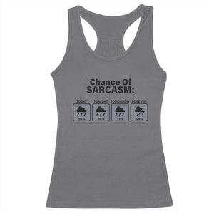Funny Sarcastic Racerback Tank Top Chance Of Sarcasm Forecast Weather TS10 Charcoal Print Your Wear