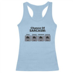 Funny Sarcastic Racerback Tank Top Chance Of Sarcasm Forecast Weather TS10 Light Blue Print Your Wear