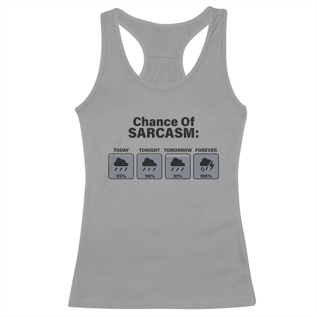Funny Sarcastic Racerback Tank Top Chance Of Sarcasm Forecast Weather TS10 Sport Gray Print Your Wear