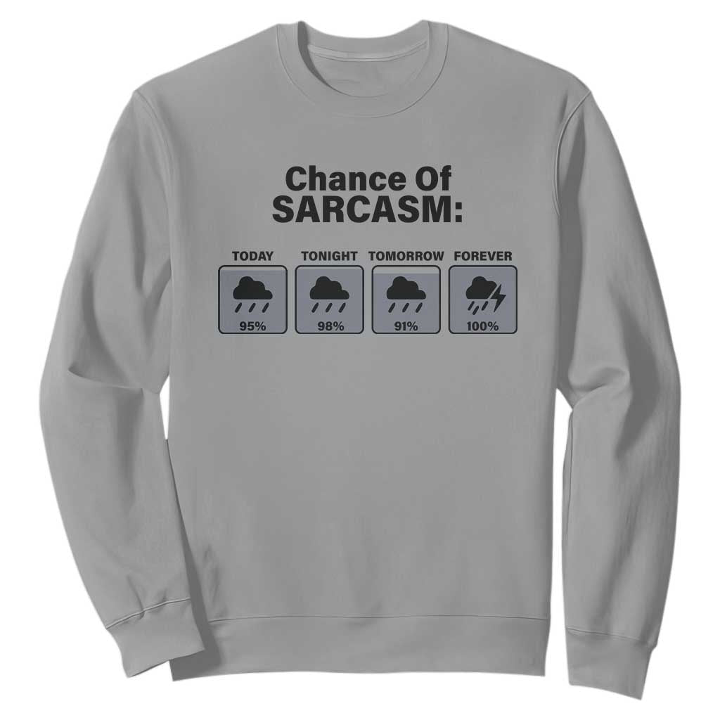 Funny Sarcastic Sweatshirt Chance Of Sarcasm Forecast Weather TS10 Sport Gray Print Your Wear