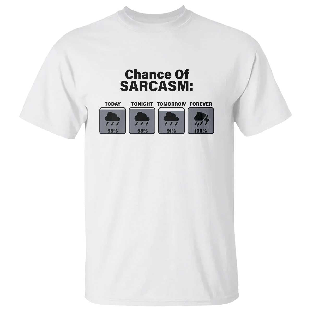 Funny Sarcastic T Shirt Chance Of Sarcasm Forecast Weather TS10 White Print Your Wear