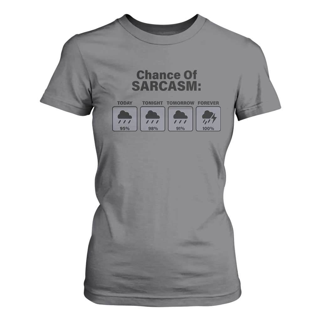 Funny Sarcastic T Shirt For Women Chance Of Sarcasm Forecast Weather TS10 Charcoal Print Your Wear