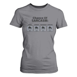 Funny Sarcastic T Shirt For Women Chance Of Sarcasm Forecast Weather TS10 Charcoal Print Your Wear