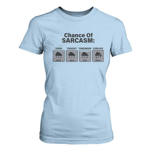 Funny Sarcastic T Shirt For Women Chance Of Sarcasm Forecast Weather TS10 Light Blue Print Your Wear