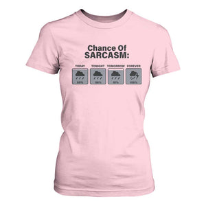 Funny Sarcastic T Shirt For Women Chance Of Sarcasm Forecast Weather TS10 Light Pink Print Your Wear