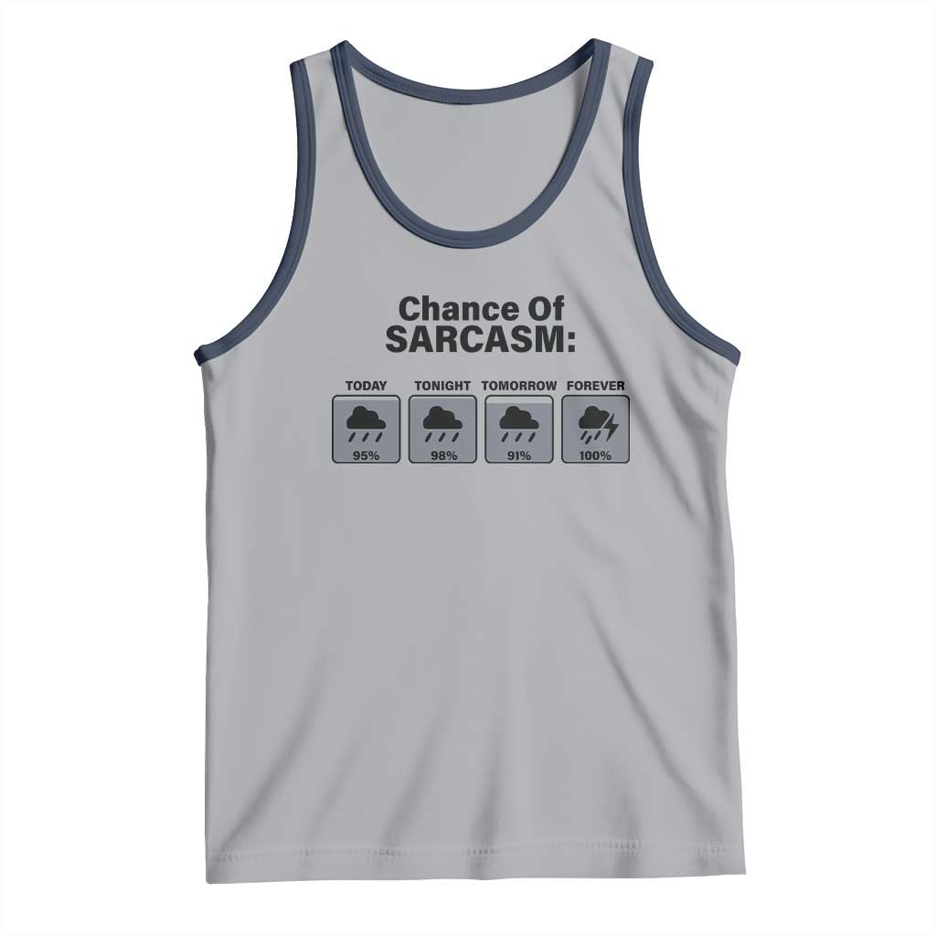 Funny Sarcastic Tank Top Chance Of Sarcasm Forecast Weather TS10 Athletic Heather Navy Print Your Wear