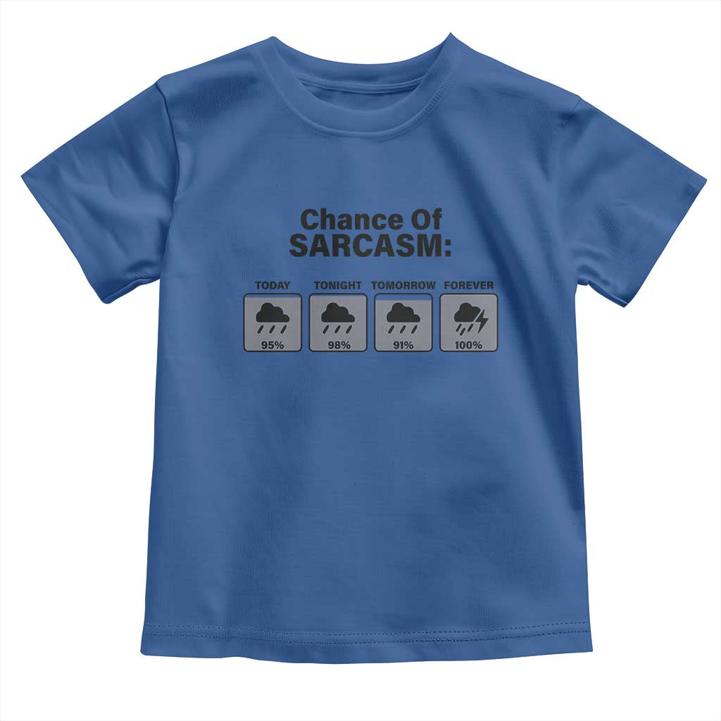 Funny Sarcastic Toddler T Shirt Chance Of Sarcasm Forecast Weather TS10 Royal Blue Print Your Wear