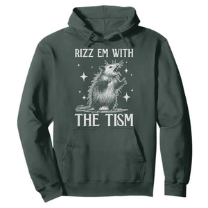 Funny Autism Opossum Hoodie Rizz Em With The Tism Meme Autistic ASD TS10 Dark Forest Green Print Your Wear