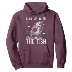 Funny Autism Opossum Hoodie Rizz Em With The Tism Meme Autistic ASD TS10 Maroon Print Your Wear