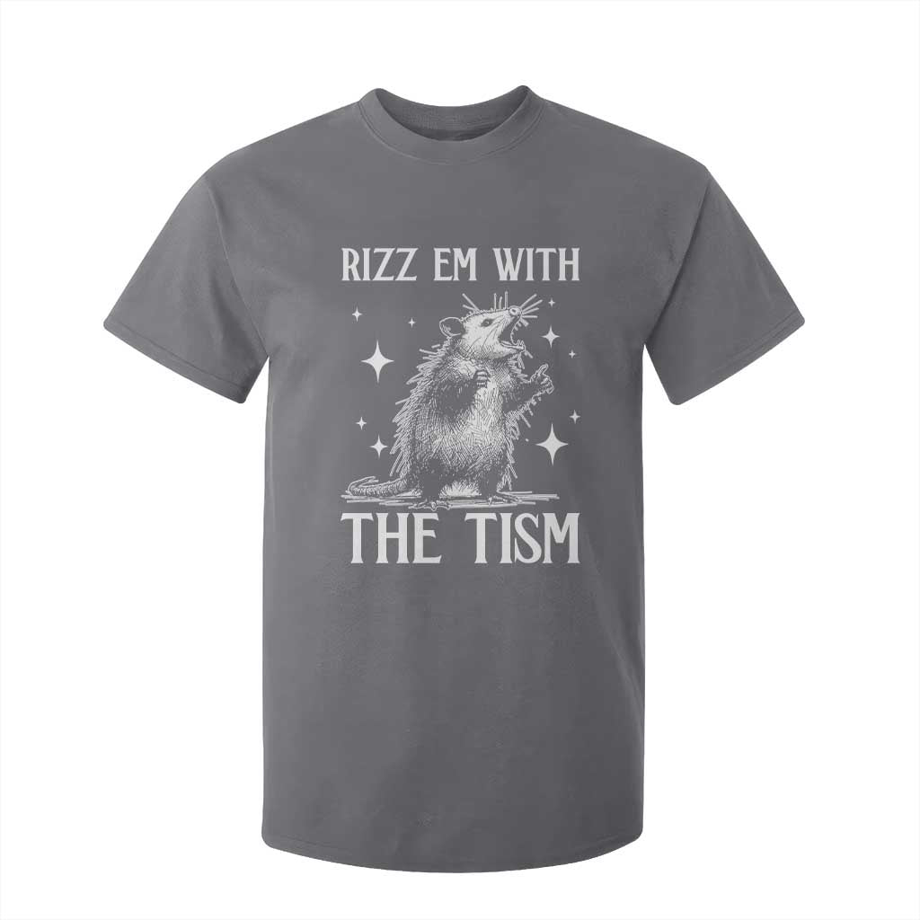 Funny Autism Opossum T Shirt For Kid Rizz Em With The Tism Meme Autistic ASD TS10 Charcoal Print Your Wear