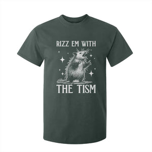 Funny Autism Opossum T Shirt For Kid Rizz Em With The Tism Meme Autistic ASD TS10 Dark Forest Green Print Your Wear