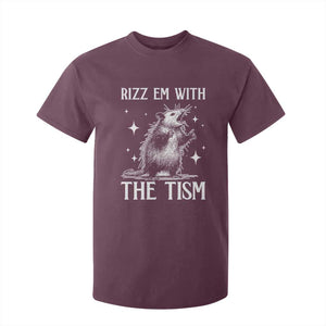 Funny Autism Opossum T Shirt For Kid Rizz Em With The Tism Meme Autistic ASD TS10 Maroon Print Your Wear