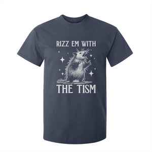 Funny Autism Opossum T Shirt For Kid Rizz Em With The Tism Meme Autistic ASD TS10 Navy Print Your Wear