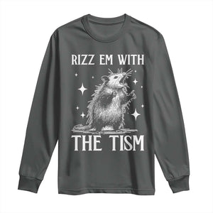 Funny Autism Opossum Long Sleeve Shirt Rizz Em With The Tism Meme Autistic ASD TS10 Dark Heather Print Your Wear