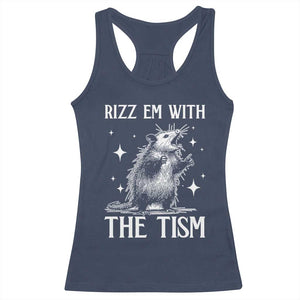 Funny Autism Opossum Racerback Tank Top Rizz Em With The Tism Meme Autistic ASD TS10 Navy Print Your Wear