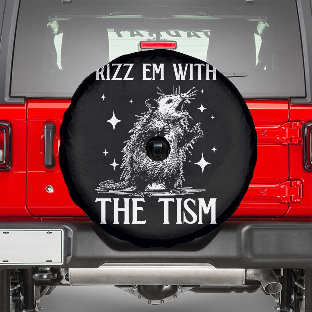 Funny Autism Opossum Spare Tire Cover Rizz Em With The Tism Meme Autistic ASD TS10 Black Print Your Wear