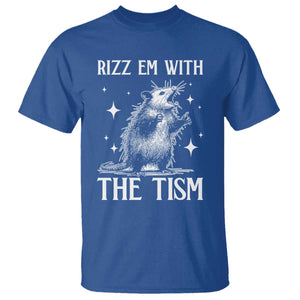 Funny Autism Opossum T Shirt - Rizz Em With The Tism Meme Autistic ASD Humor Tee TS10 Royal Blue Print Your Wear