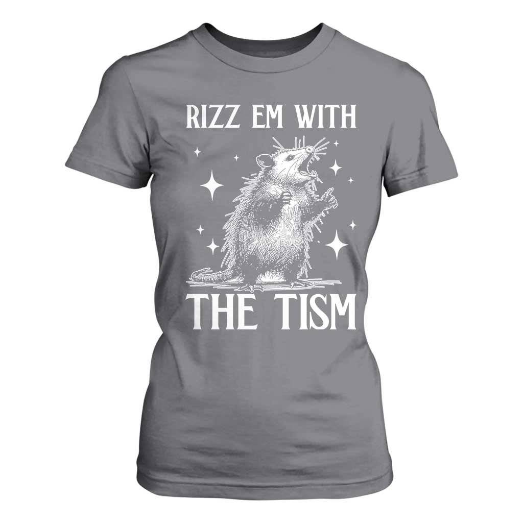 Funny Autism Opossum T Shirt For Women Rizz Em With The Tism Meme Autistic ASD TS10 Charcoal Print Your Wear