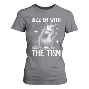 Funny Autism Opossum T Shirt For Women Rizz Em With The Tism Meme Autistic ASD TS10 Charcoal Print Your Wear