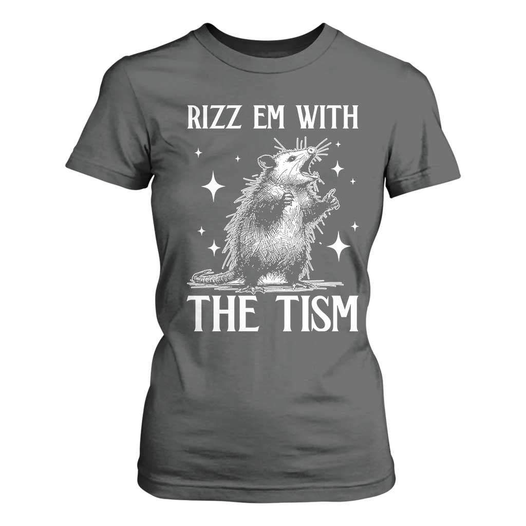 Funny Autism Opossum T Shirt For Women Rizz Em With The Tism Meme Autistic ASD TS10 Dark Heather Print Your Wear