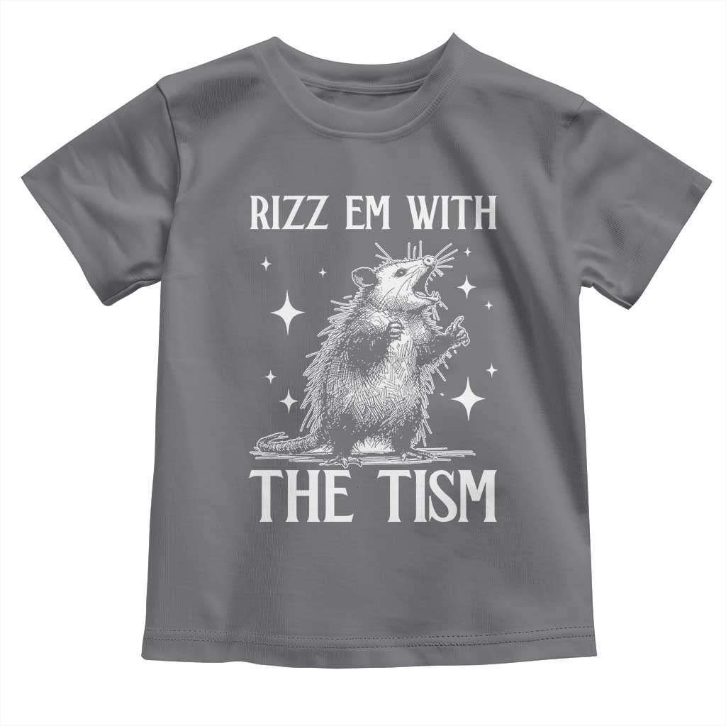 Funny Autism Opossum Toddler T Shirt Rizz Em With The Tism Meme Autistic ASD TS10 Charcoal Print Your Wear
