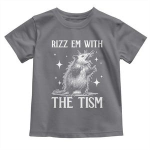 Funny Autism Opossum Toddler T Shirt Rizz Em With The Tism Meme Autistic ASD TS10 Charcoal Print Your Wear