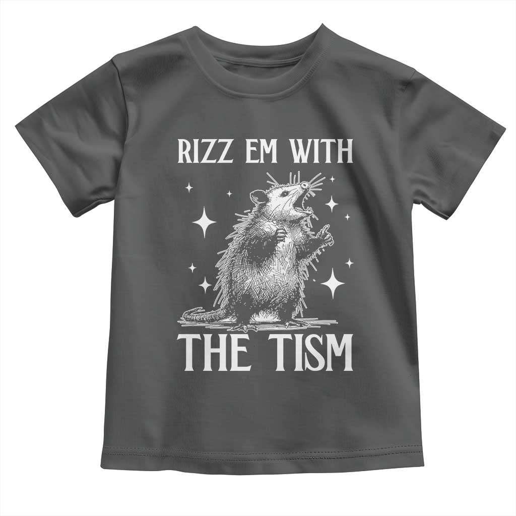 Funny Autism Opossum Toddler T Shirt Rizz Em With The Tism Meme Autistic ASD TS10 Dark Heather Print Your Wear