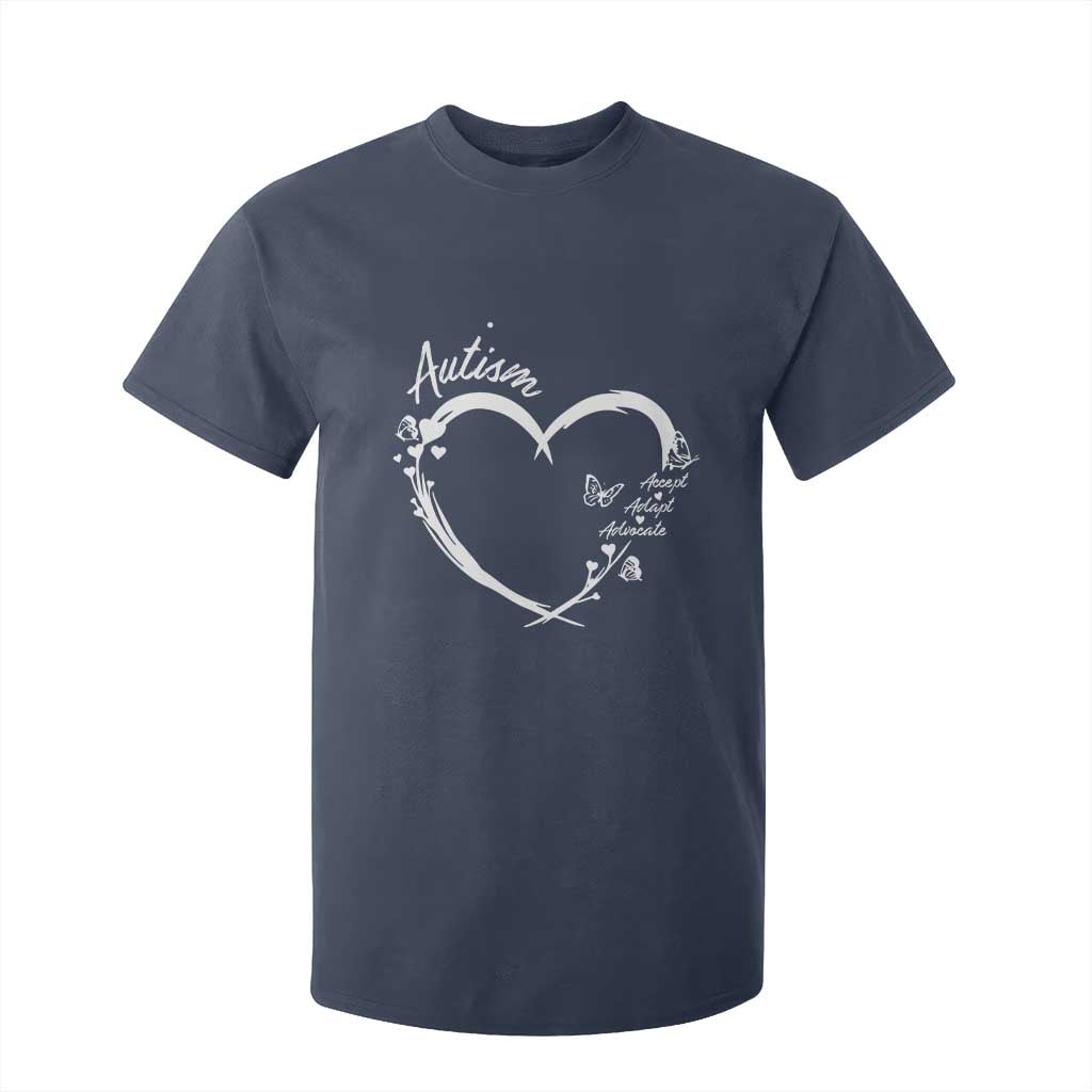 Autism Awareness Adaptation T Shirt For Kid Accept Adapt Advocate Love Heart TS10 Navy Print Your Wear
