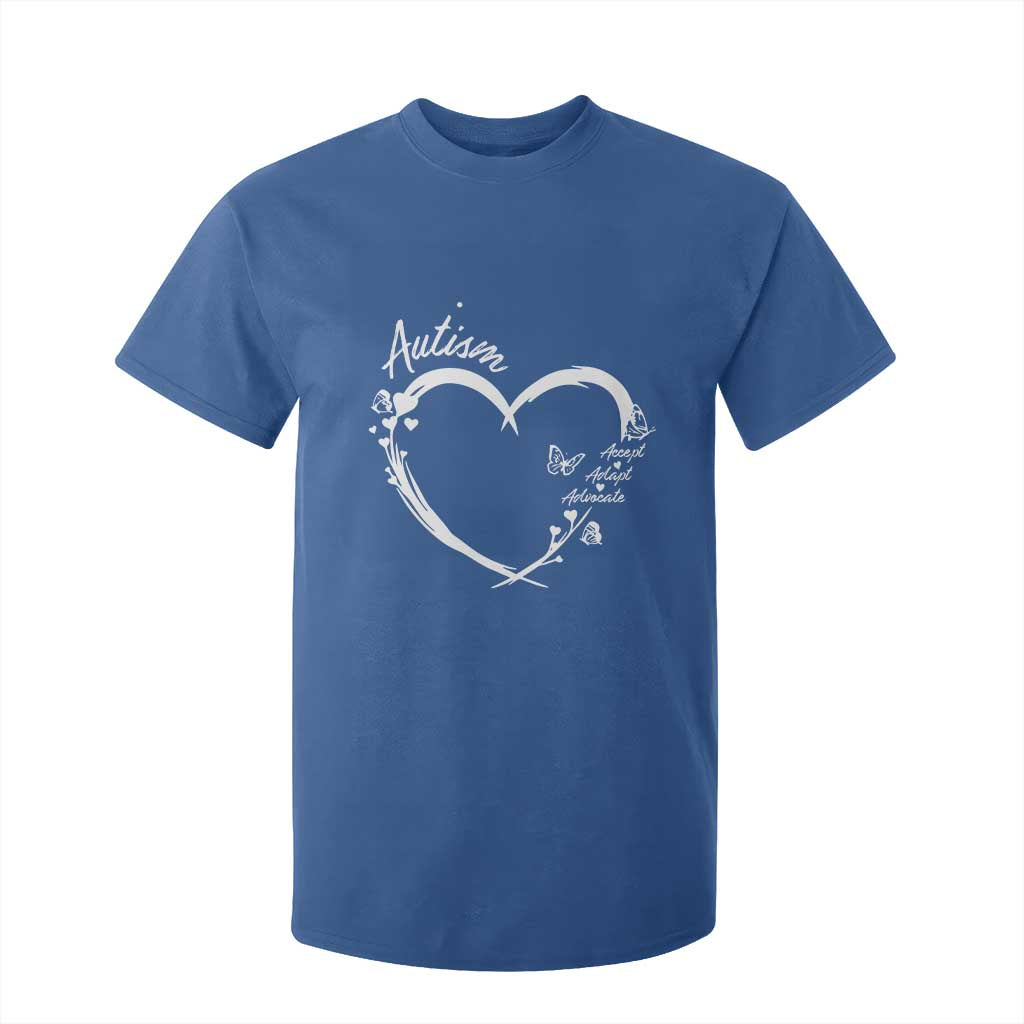 Autism Awareness Adaptation T Shirt For Kid Accept Adapt Advocate Love Heart TS10 Royal Blue Print Your Wear