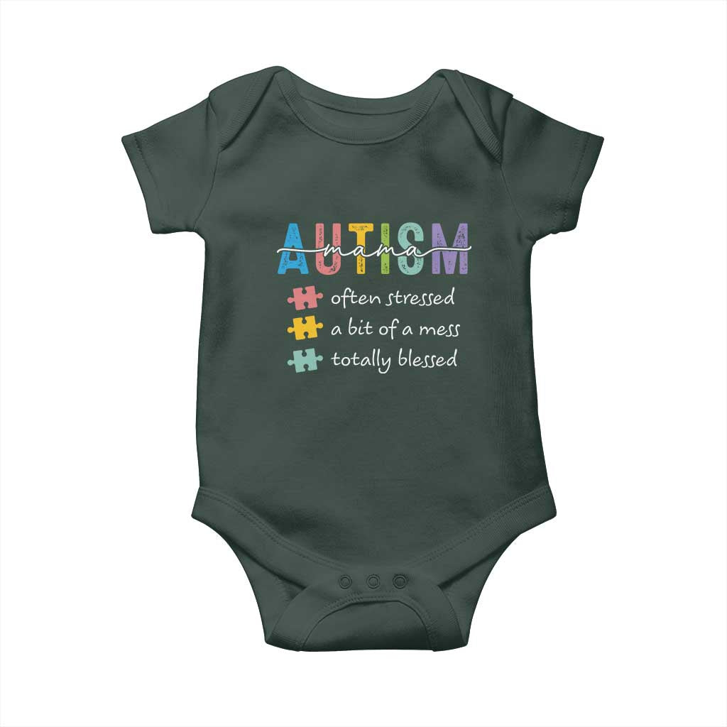 Blessed Autism Mama Baby Onesie Often Stressed A Bit of A Mess Totally Blessed TS10 Print Your Wear