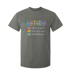Blessed Autism Mama T Shirt For Kid Often Stressed A Bit of A Mess Totally Blessed TS10 Military Green Print Your Wear