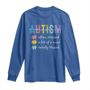 Blessed Autism Mama Long Sleeve Shirt Often Stressed A Bit of A Mess Totally Blessed TS10 Royal Blue Print Your Wear
