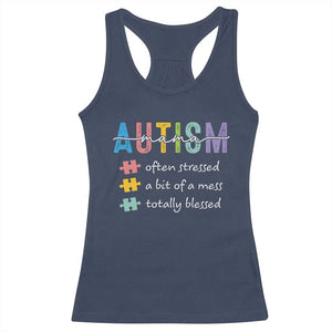 Blessed Autism Mama Racerback Tank Top Often Stressed A Bit of A Mess Totally Blessed TS10 Navy Print Your Wear