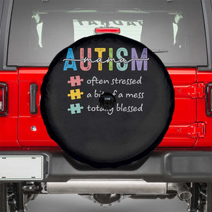 Blessed Autism Mama Spare Tire Cover Often Stressed A Bit of A Mess Totally Blessed TS10 Black Print Your Wear