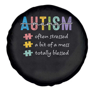 Blessed Autism Mama Spare Tire Cover Often Stressed A Bit of A Mess Totally Blessed TS10 Print Your Wear