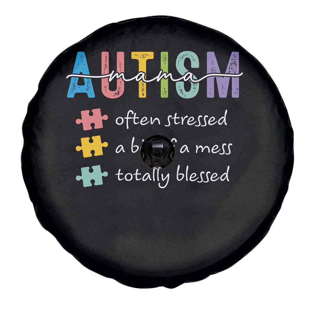 Blessed Autism Mama Spare Tire Cover Often Stressed A Bit of A Mess Totally Blessed TS10 Print Your Wear