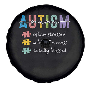 Blessed Autism Mama Spare Tire Cover Often Stressed A Bit of A Mess Totally Blessed TS10 Print Your Wear