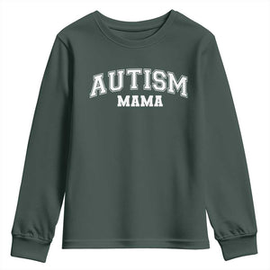 Autism Mama Youth Sweatshirt Autistic Mom Blessed TS10 Dark Forest Green Print Your Wear