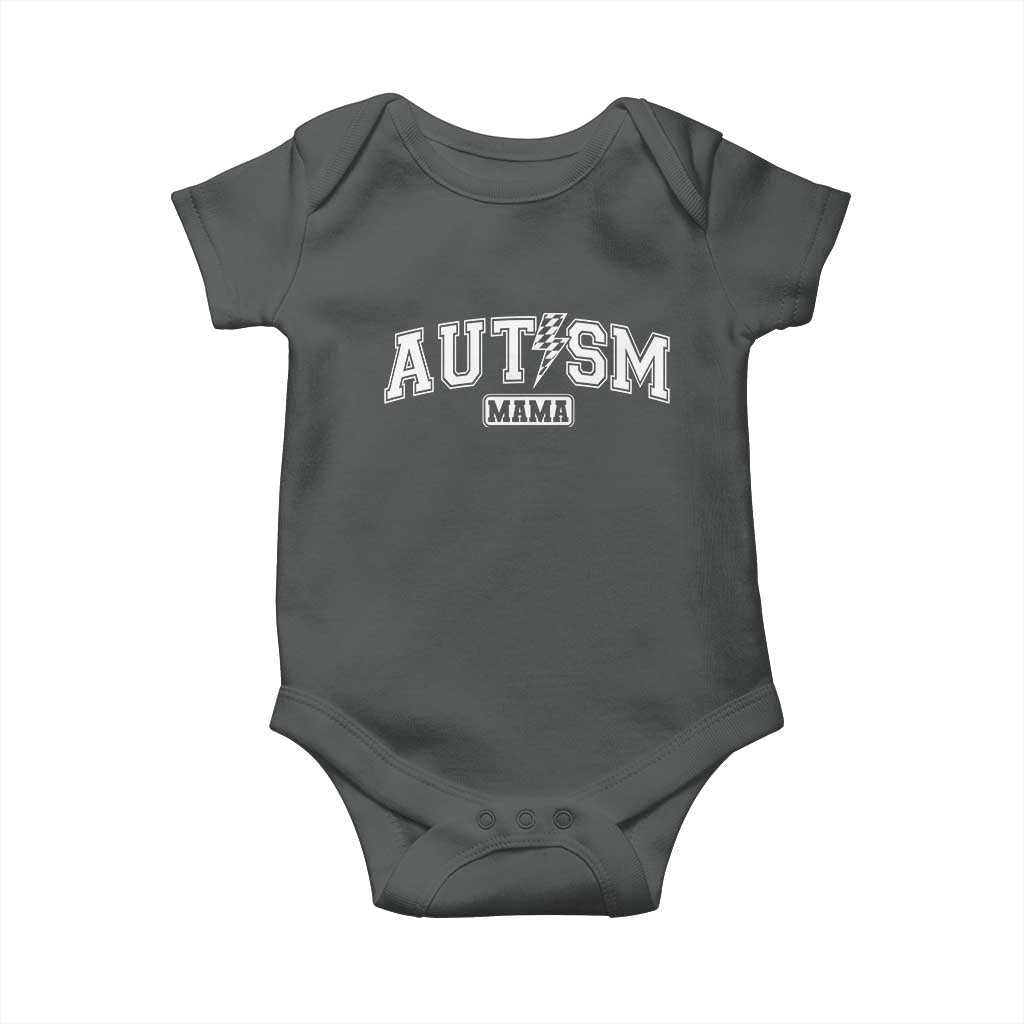 Autism Mama Lightning Bolt Checkered Baby Onesie Autistic Mom Blessed TS10 Dark Heather Print Your Wear