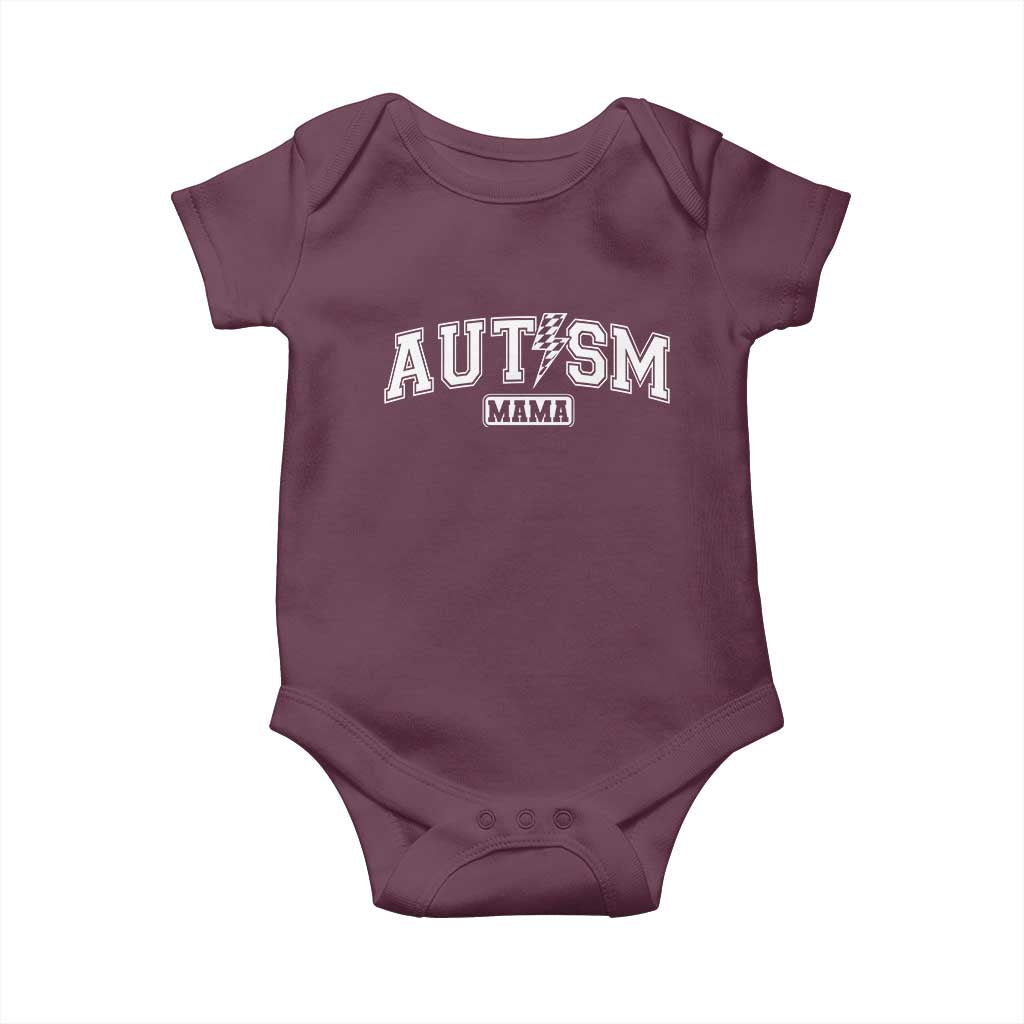 Autism Mama Lightning Bolt Checkered Baby Onesie Autistic Mom Blessed TS10 Maroon Print Your Wear