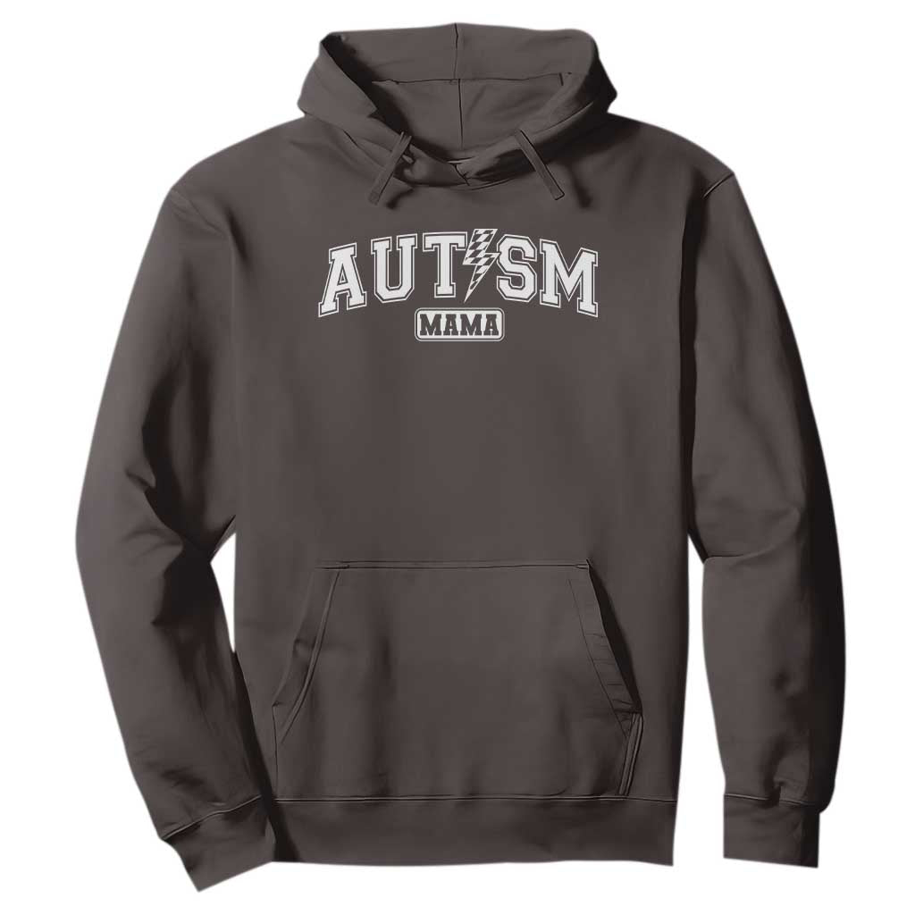 Autism Mama Lightning Bolt Checkered Hoodie Autistic Mom Blessed TS10 Dark Chocolate Print Your Wear