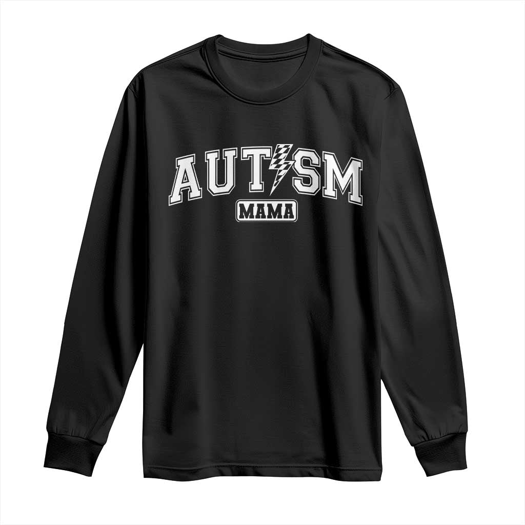 Autism Mama Lightning Bolt Checkered Long Sleeve Shirt Autistic Mom Blessed TS10 Black Print Your Wear