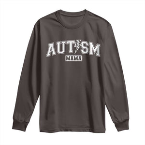 Autism Mama Lightning Bolt Checkered Long Sleeve Shirt Autistic Mom Blessed TS10 Dark Chocolate Print Your Wear