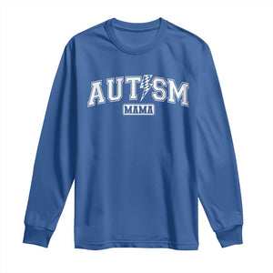Autism Mama Lightning Bolt Checkered Long Sleeve Shirt Autistic Mom Blessed TS10 Royal Blue Print Your Wear